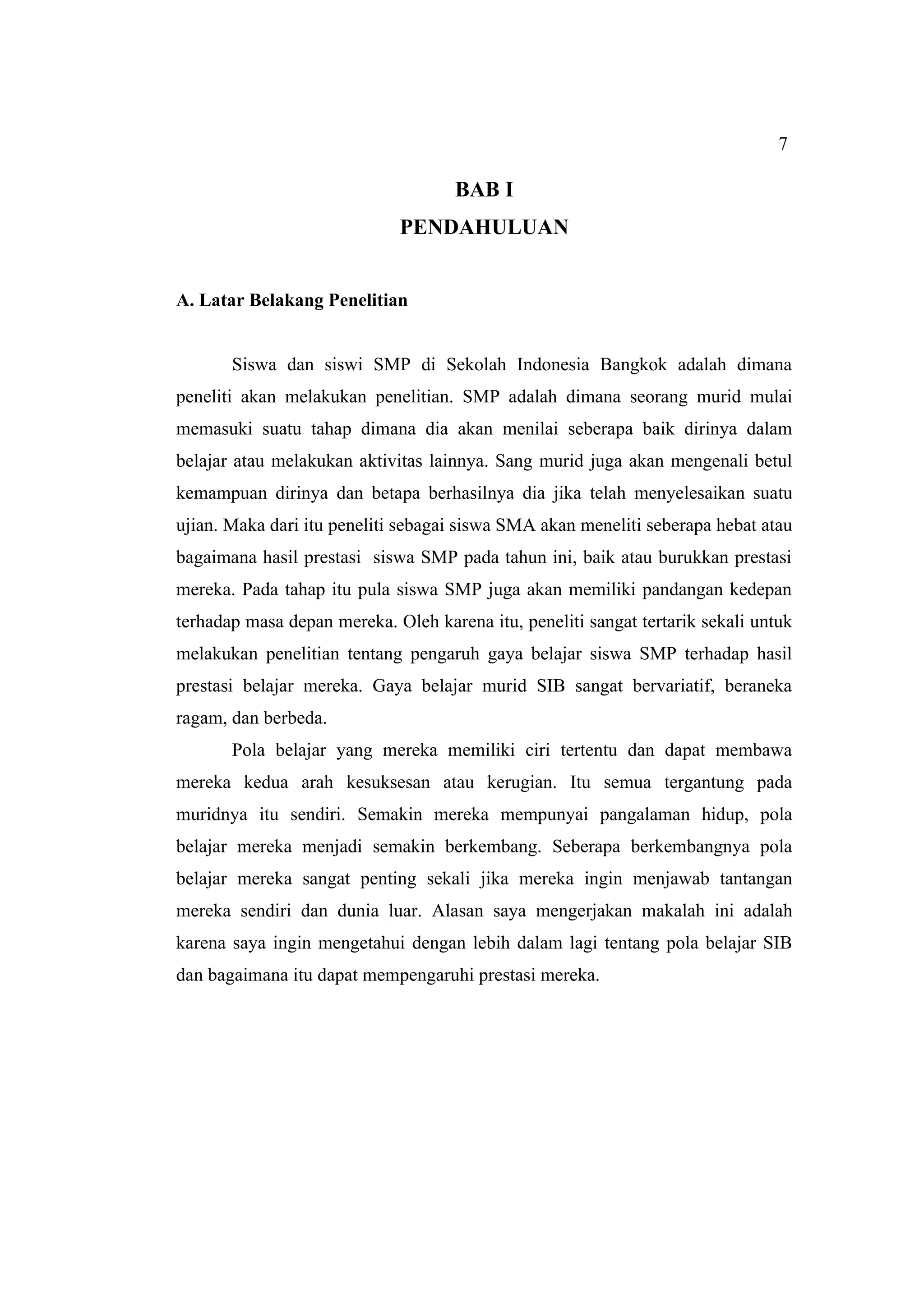 Pengaruh Gaya Belajar Siswa terhadap Prestasi Siswa