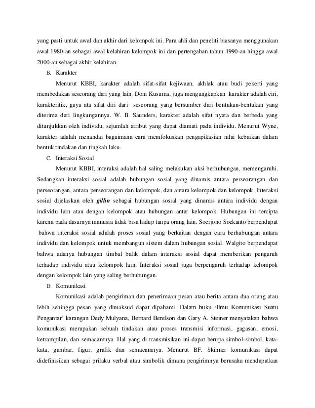 Pengaruh Generasi Muda Millenial Terhadap Karakter Interaksi Sosial D