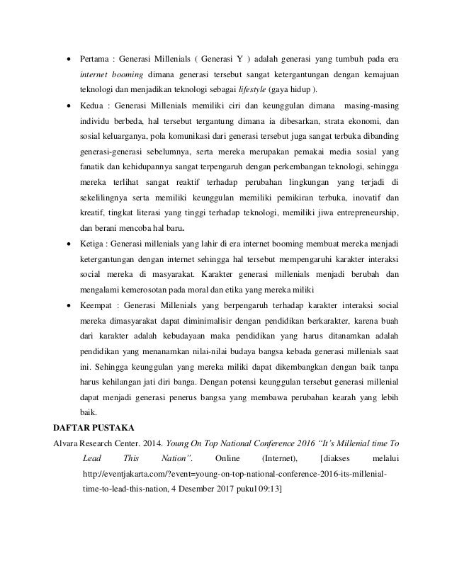 Pengaruh Generasi Muda Millenial Terhadap Karakter Interaksi Sosial D