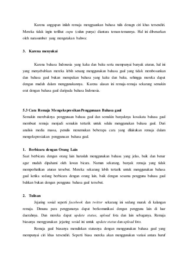 Pengaruh bahasa gaul terhadap bahasa indonesia