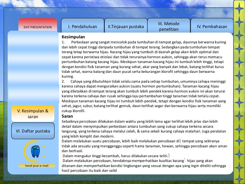 Pengaruh cahaya matahari terhadap pertumbuhan biji kacang