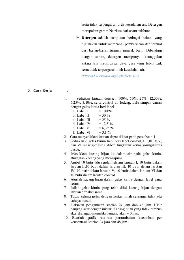 Laporan Praktikum Pengaruh Deterjen Terhadap Perkecambahan