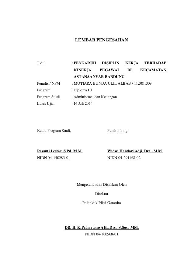 Pengaruh Disiplin Kerja Terhadap Kinerja Pegawai di 