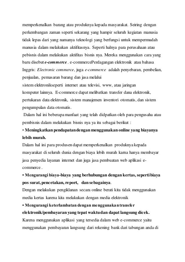 Pengaruh e commerce dalam dunia bisnis