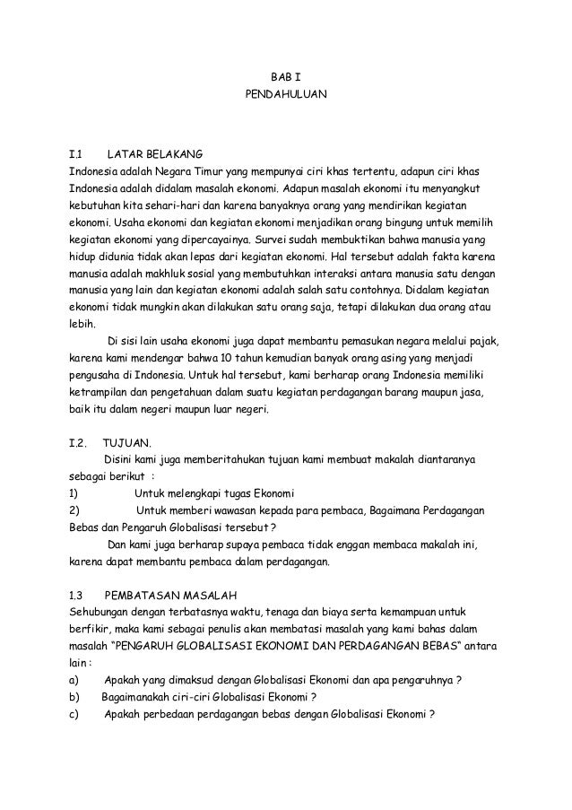 Pengaruh Globalisasi Ekonomi Dan Perdagangan Bebas