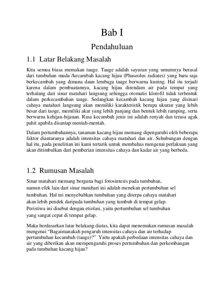 Pengaruh Intensitas Cahaya Dan Air Terhadap Pertumbuhan Kecambah