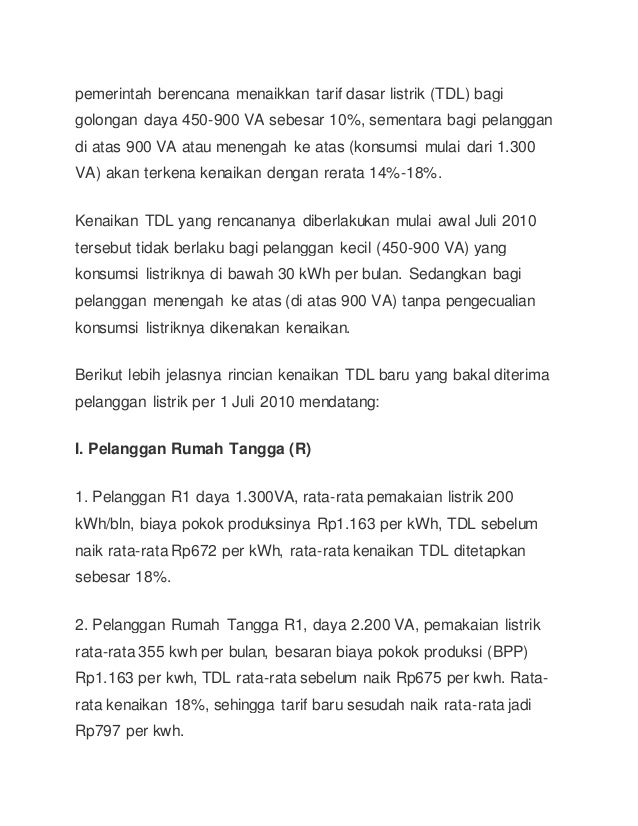Pengaruh Kenaikan Listrik Terhadap Ekonomi Indonesia