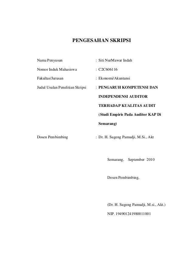 Judul Skripsi Akuntansi Audit Pengaruh - 6 Contoh