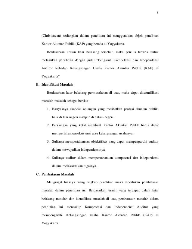 Pengaruh Kompetensi Dan Independensi Auditor