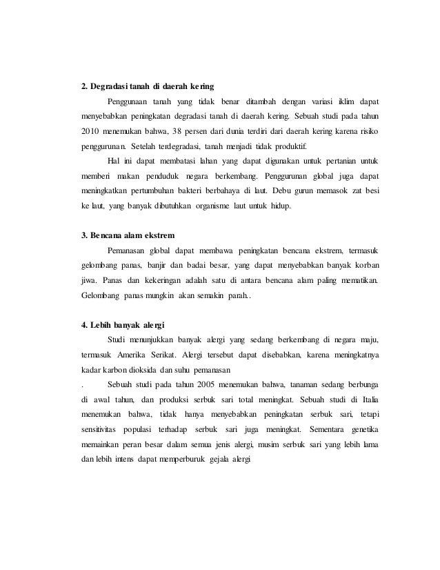 Pengaruh Perubahan Iklim Bagi Kehidupan Manusia