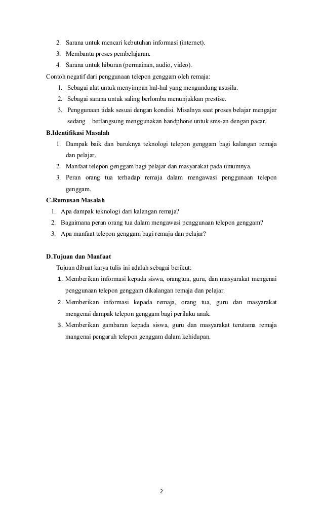 Pengaruh Telepon Genggam Terhadap Remaja