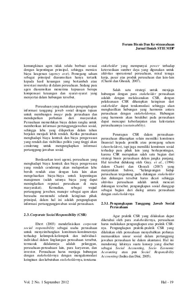 Pengaruh tingkat pengungkapan tanggung jawab sosial dan