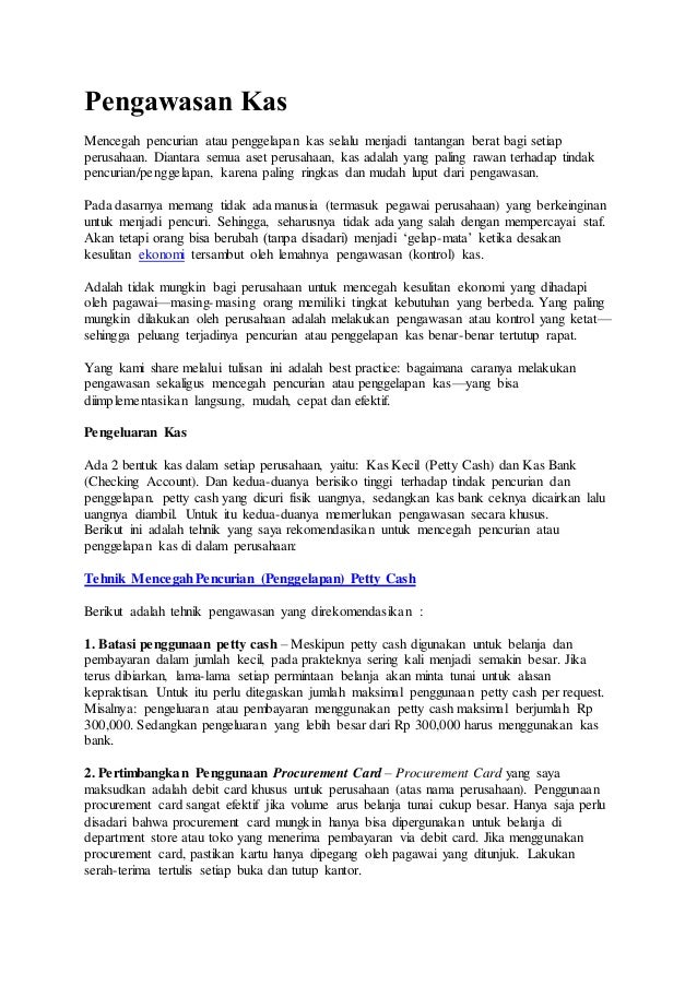 Pengawasan Kas
