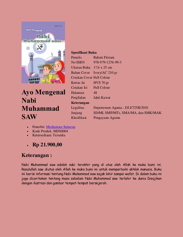 Buku Pengayaan Pelajaran Agama Islam, dipasarkan oleh 