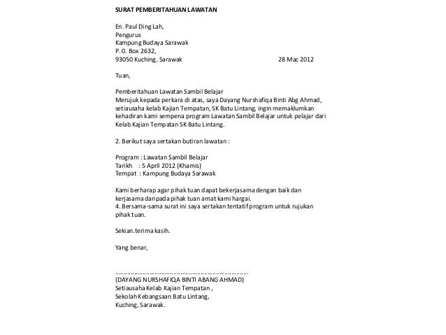 Surat Permohonan Lawatan Sekolah - Selangor t