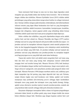Pengembangan instrumen penilaian dan analisisnya