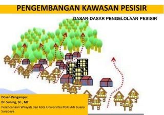 PENGEMBANGAN KAWASAN PESISIR
Dosen Pengampu:
Dr. Suning, SE., MT
Perencanaan Wilayah dan Kota Universitas PGRI Adi Buana
Surabaya
DASAR-DASAR PENGELOLAAN PESISIR
 