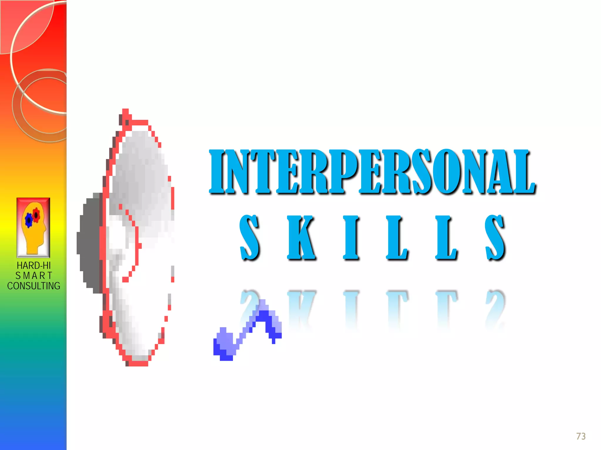HARD-HI
S M A R T
CONSULTING
INTERPERSONAL
S K I L L S
73
 