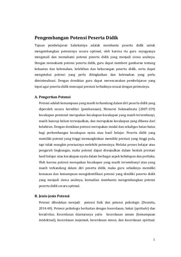 Pengembangan Potensi Peserta Didik