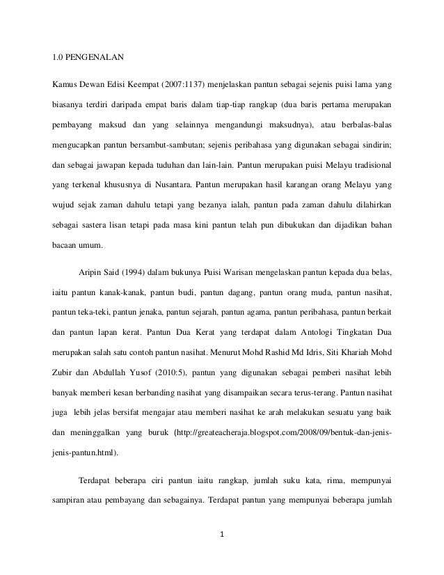 Analisis Struktural Pantun Dua Kerat Nasihat Antologi Gema Sepi Gad