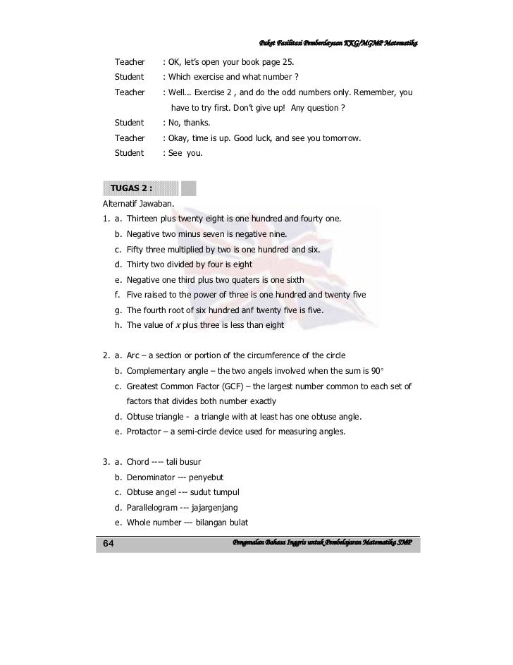 Pengenalan bahasa inggris untuk pemb. mtk smp