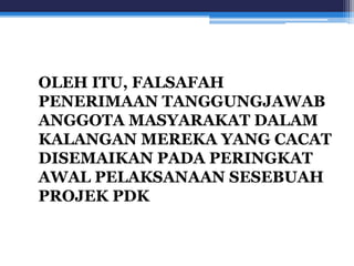 OLEH ITU, FALSAFAH 
PENERIMAAN TANGGUNGJAWAB 
ANGGOTA MASYARAKAT DALAM 
KALANGAN MEREKA YANG CACAT 
DISEMAIKAN PADA PERINGKAT 
AWAL PELAKSANAAN SESEBUAH 
PROJEK PDK 
 