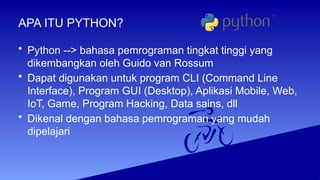 kumpulan istilah kategori python | kamus rea ruangguru... PENGENALAN PEMROGRAM UNTUK PENGOLAHAN SAINS ANTARIKSA.pptx