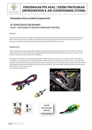 PENGENALAN PPU ASAS / SISTEM PENYEJUKAN
(REFRIGERATION & AIR-CONDITIONING SYSTEM)
103 | P P U A s a s
 
