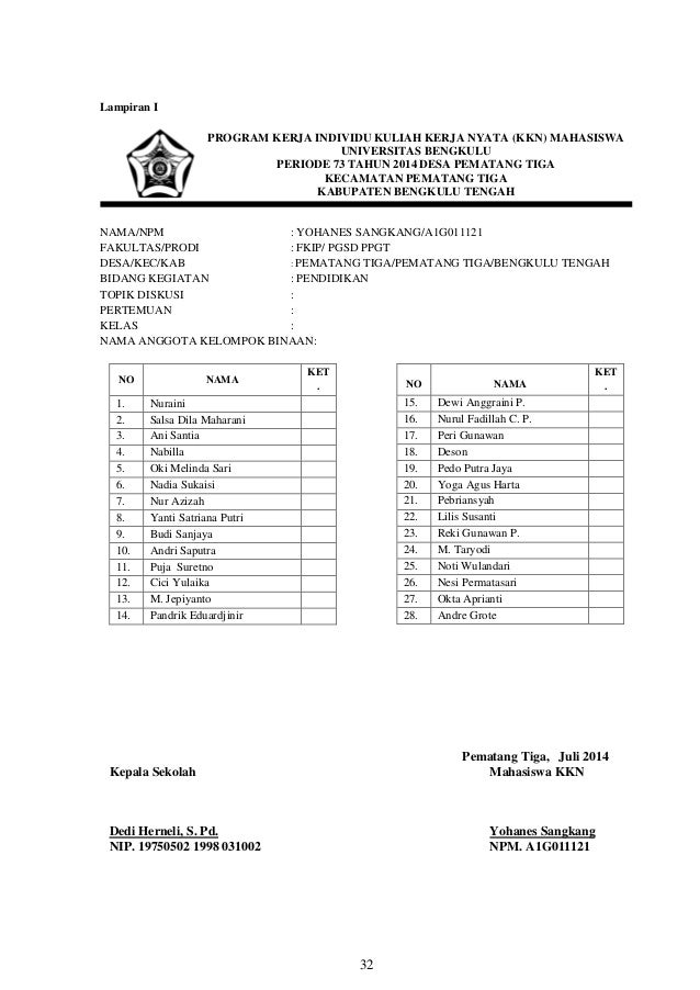 Laporan Individu Kkn Unib Periode 73 Pengenalan Pramuka Pada Siswa Se