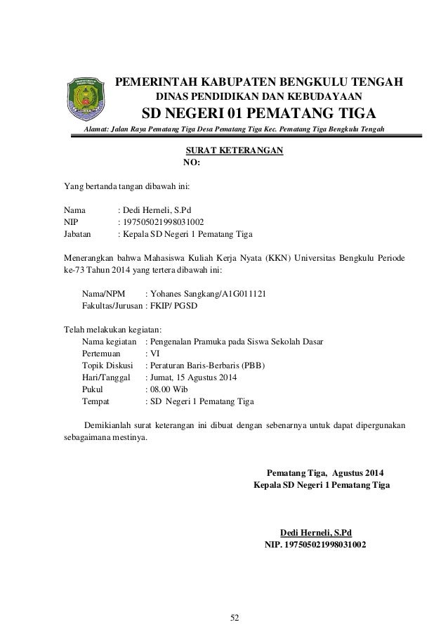 Laporan Individu Kkn Unib Periode 73 Pengenalan Pramuka Pada Siswa Se