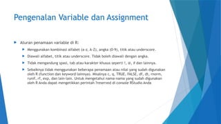 Variabel R PENGENALAN R tutorial dan cara install.pptx
