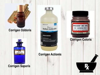 Corrigen Oddoris
Corrigen Saporis
Corrigen Coloris
Corrigen Actionis
 