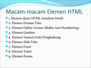 Pengenalan struktur elemen html | PPT