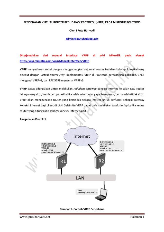 Pengenalan Virtual Router Redudancy Protocol (VRRP) pada MikroTik ...