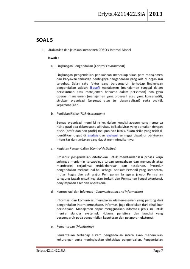 Soal Pengendalian Internal Sia