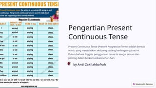 Pengertian Present Continuous Tense Pptx
