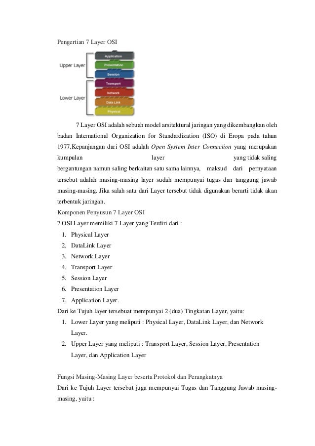 Pengertian 7 Layer Osi