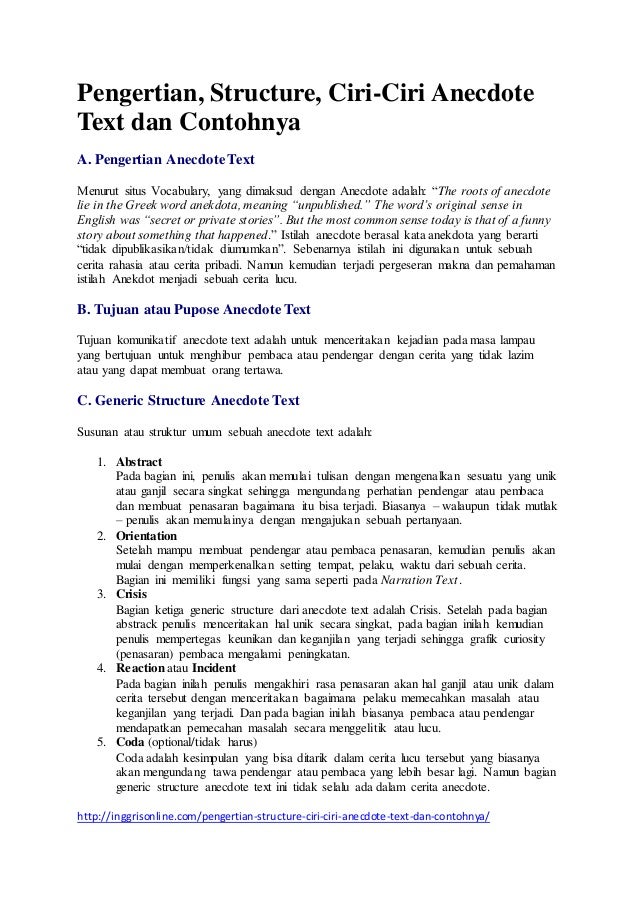 Pengertian Anecdot