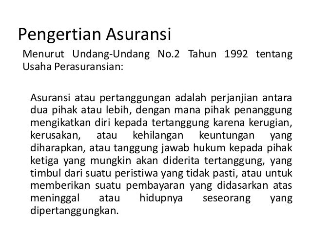 Pengertian Asuransi