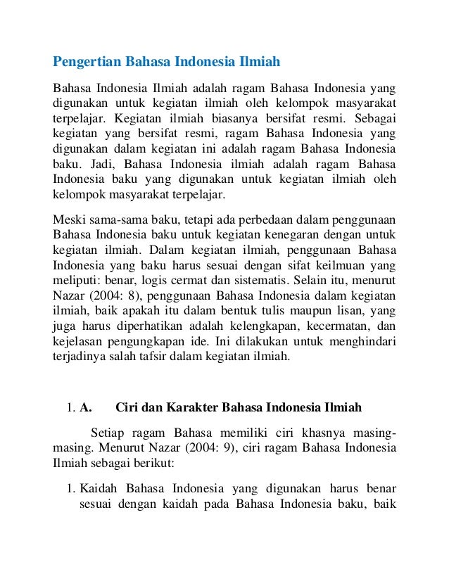 Pengertian Bahasa Indonesia Ilmiah<script async src=