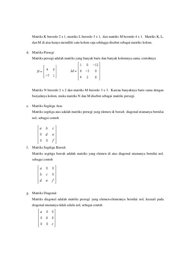 Pengertian Dan Jenis Matriks