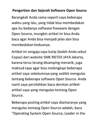 Pengertian dan Sejarah Software Open Source | PDF