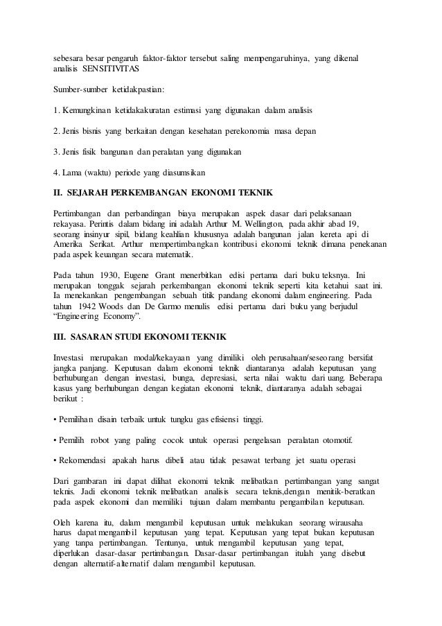 Pengertian Ekonomi Teknik