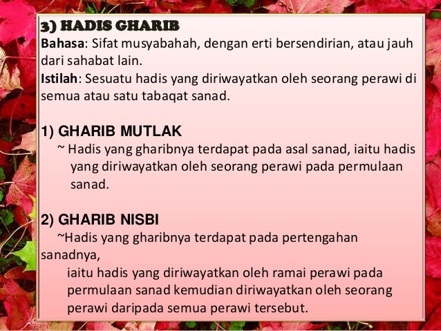 Pengertian hadis dan pembahagiannya