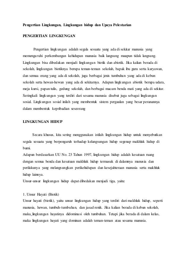 Pengertian Kelestarian Adalah