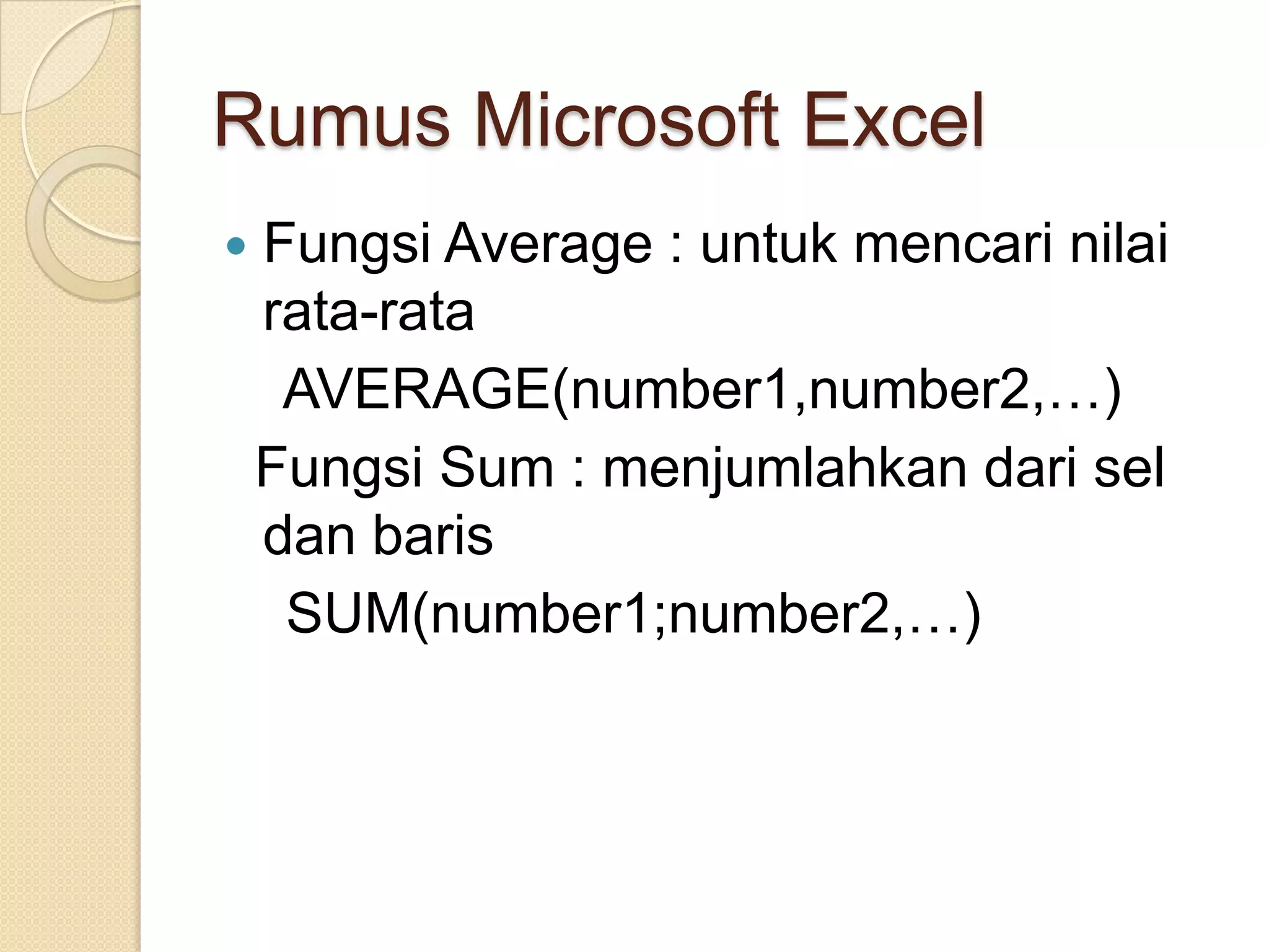 Pengertian microsoft excel ppt