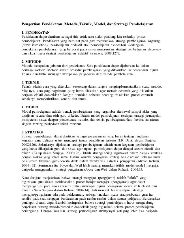 Pengertian Pendekatan Teknik Dan Strategi