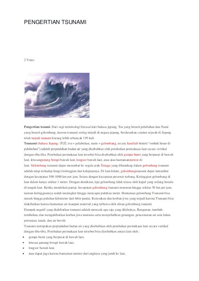 Pengertian Penyebab Proses Terjadinya Tsunami