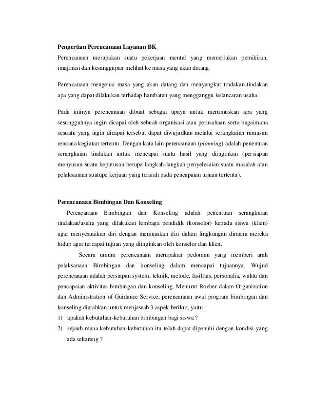 Pengertian Perencanaan Layanan Bimbingan Dan Konesing