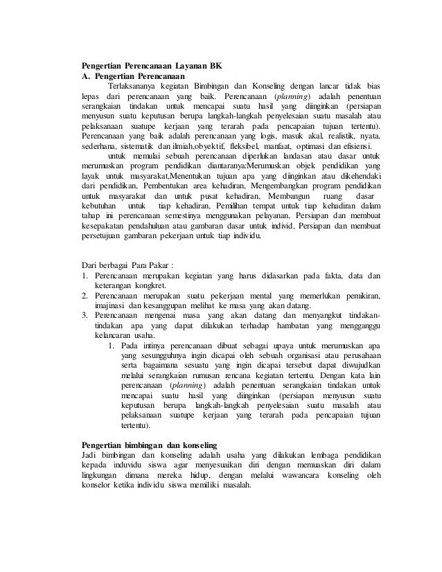 Pengertian Perencanaan Layanan Bk 5